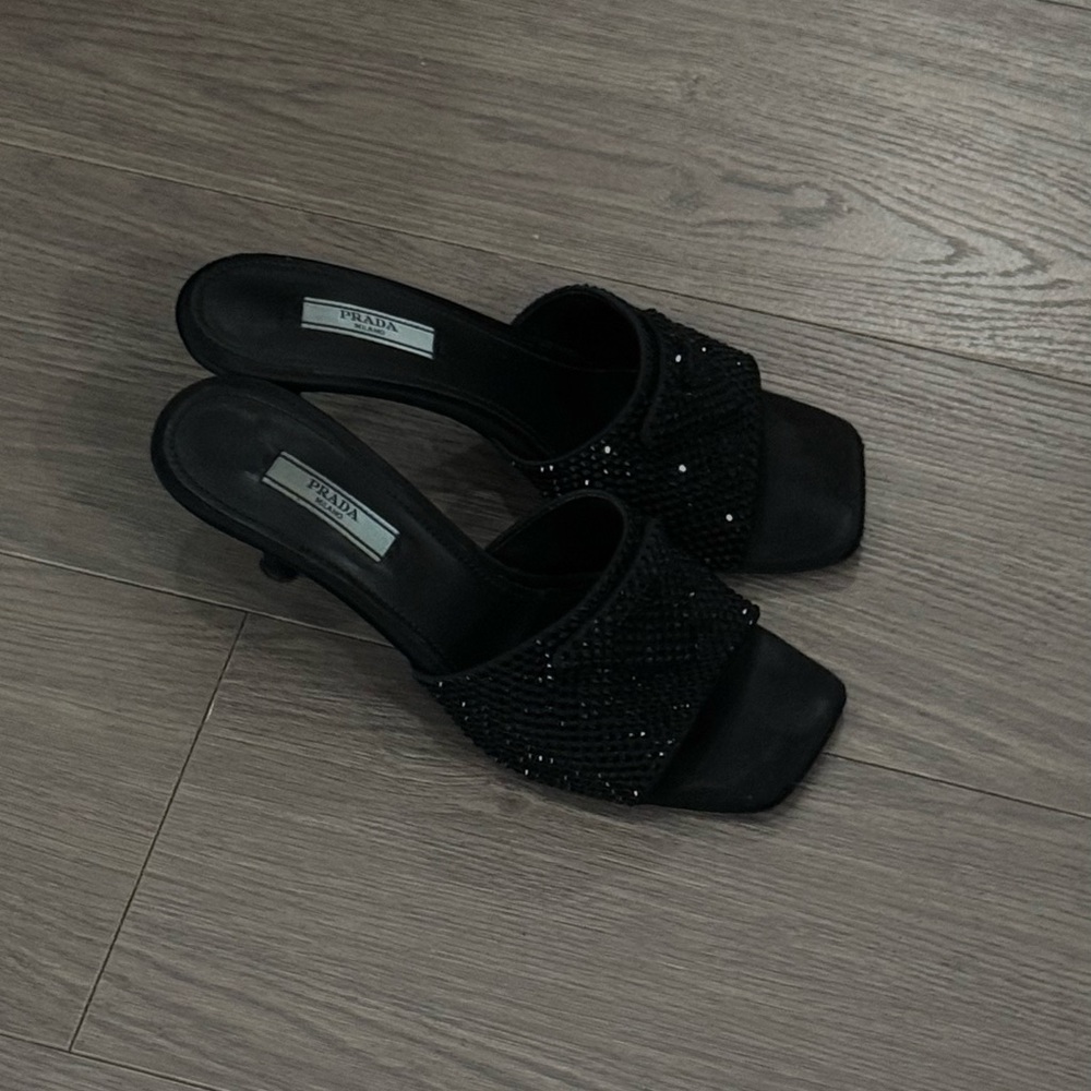 Prada Women's Black Embellished Mules